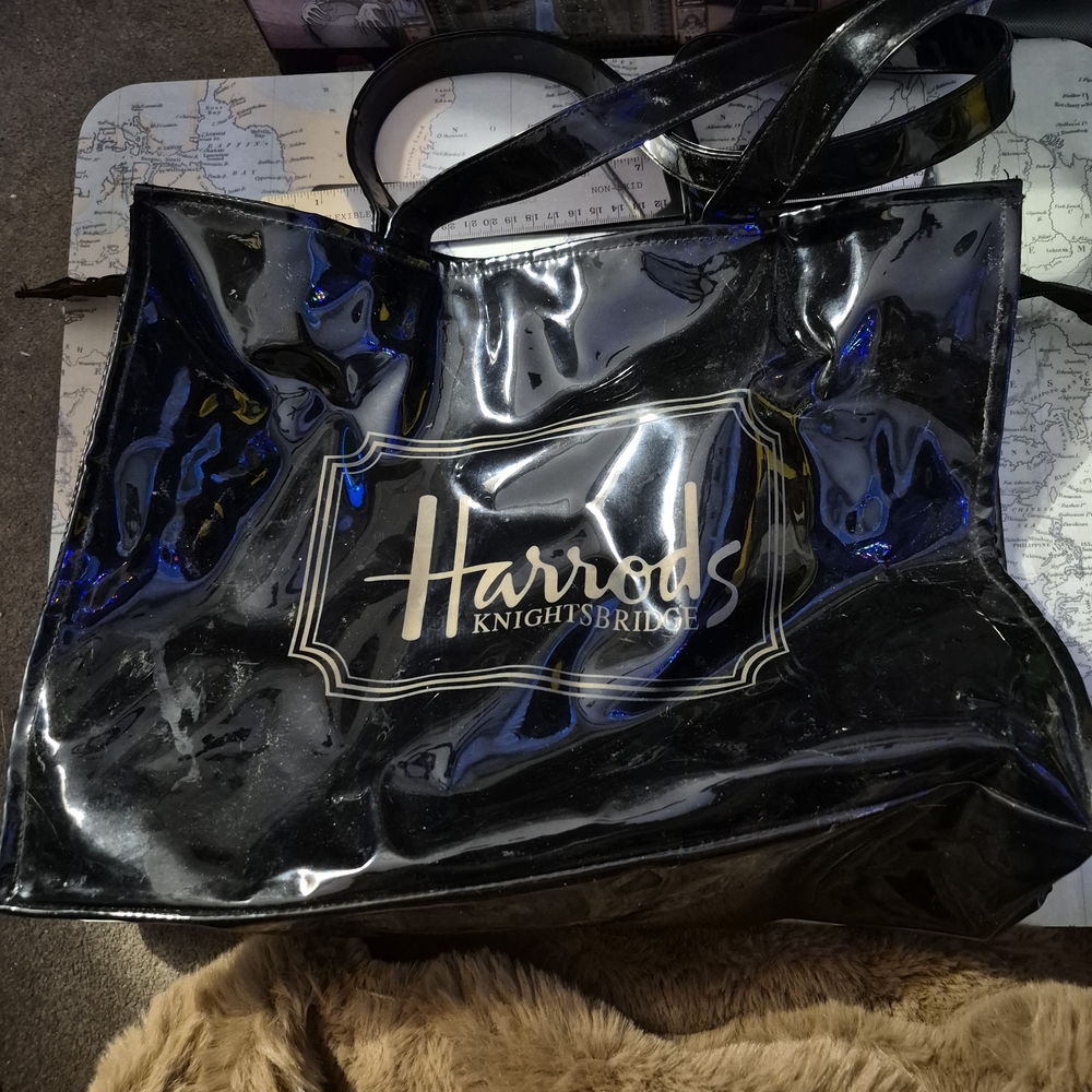 Harrods Shiny Black Tote Bag